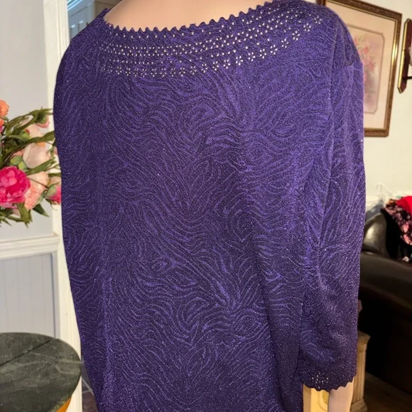 Rebecca Malone Plus Size Purple Shimmer Top 1X - Picture 6 of 7